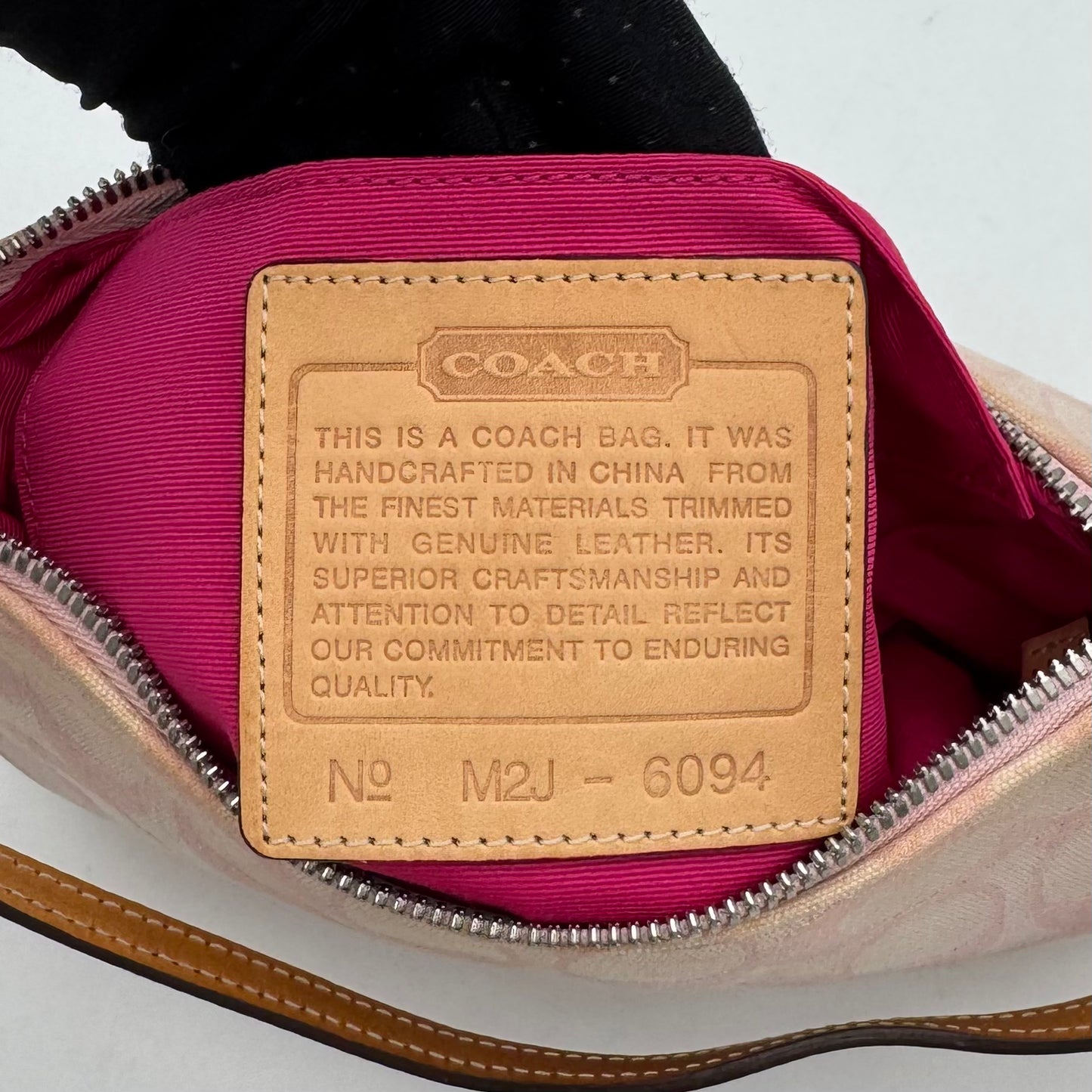 Coach Pink Signature Canvas and Brown Leather Demi Pochette