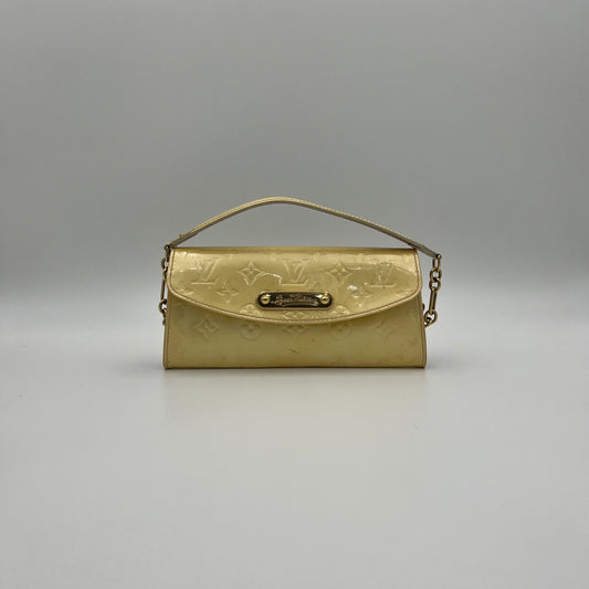 LV Light Yellow Vernis Sunset Boulevard Clutch