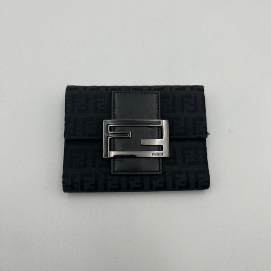 Fendi Black Zucchino Trifold Short Wallet