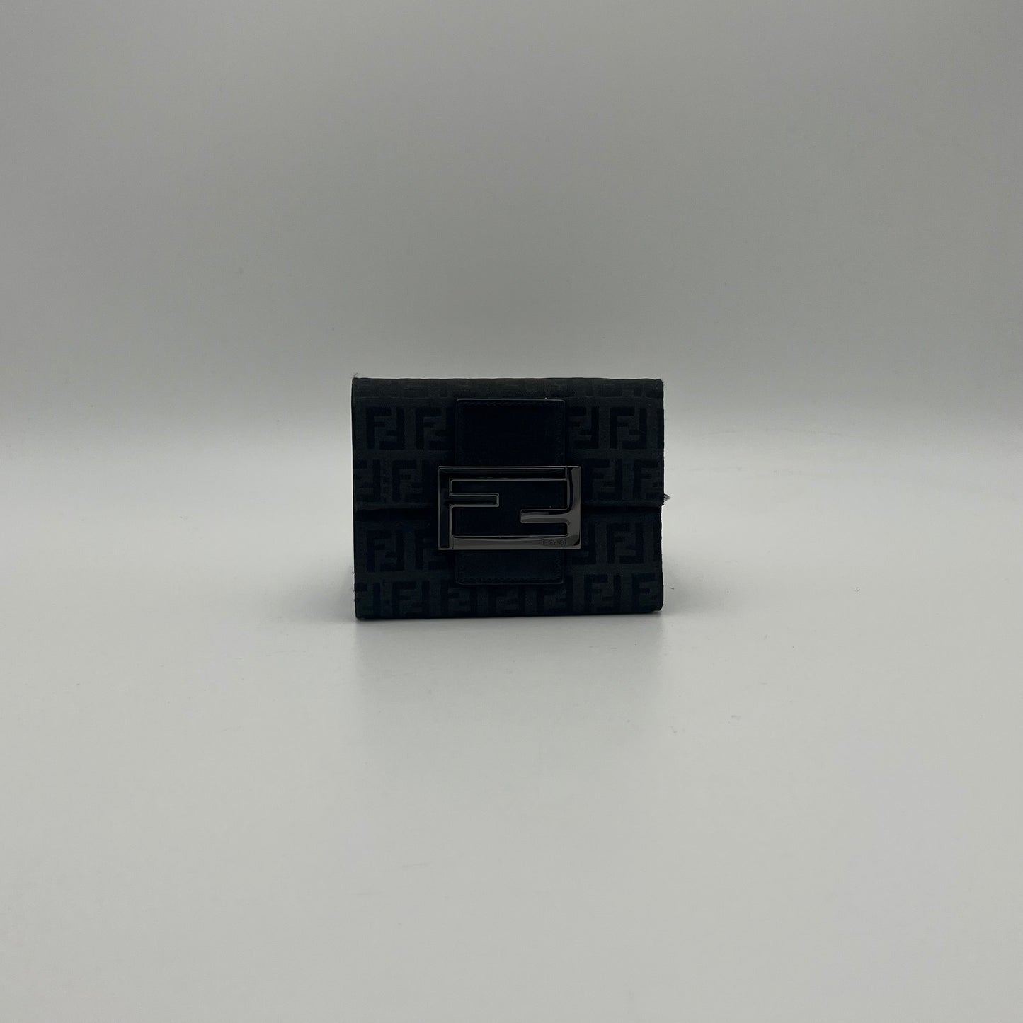 Fendi Black Zucchino Trifold Short Wallet