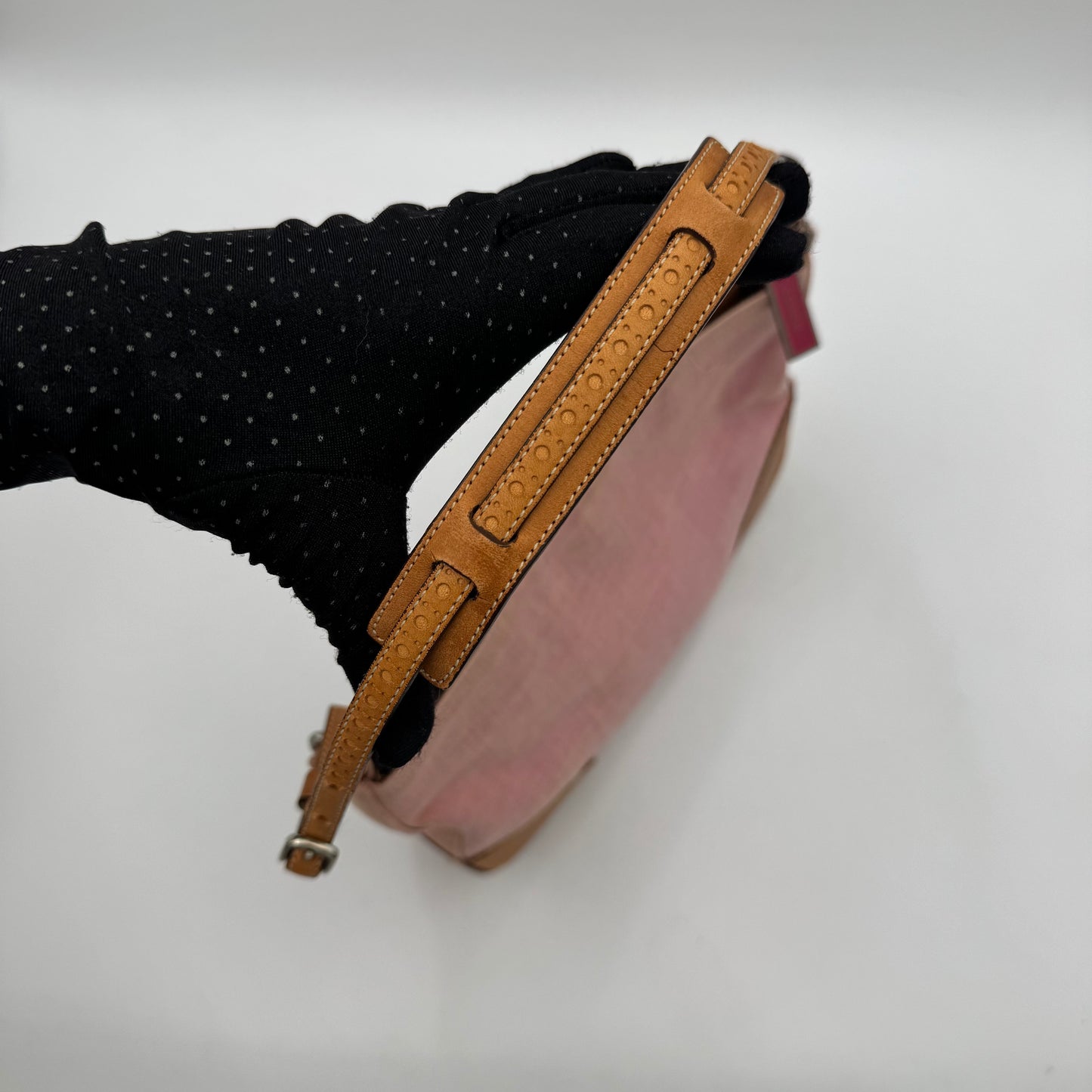 Coach 8146 Pink Canvas and Brown Leather Girlie Herringbone Hobo Bag