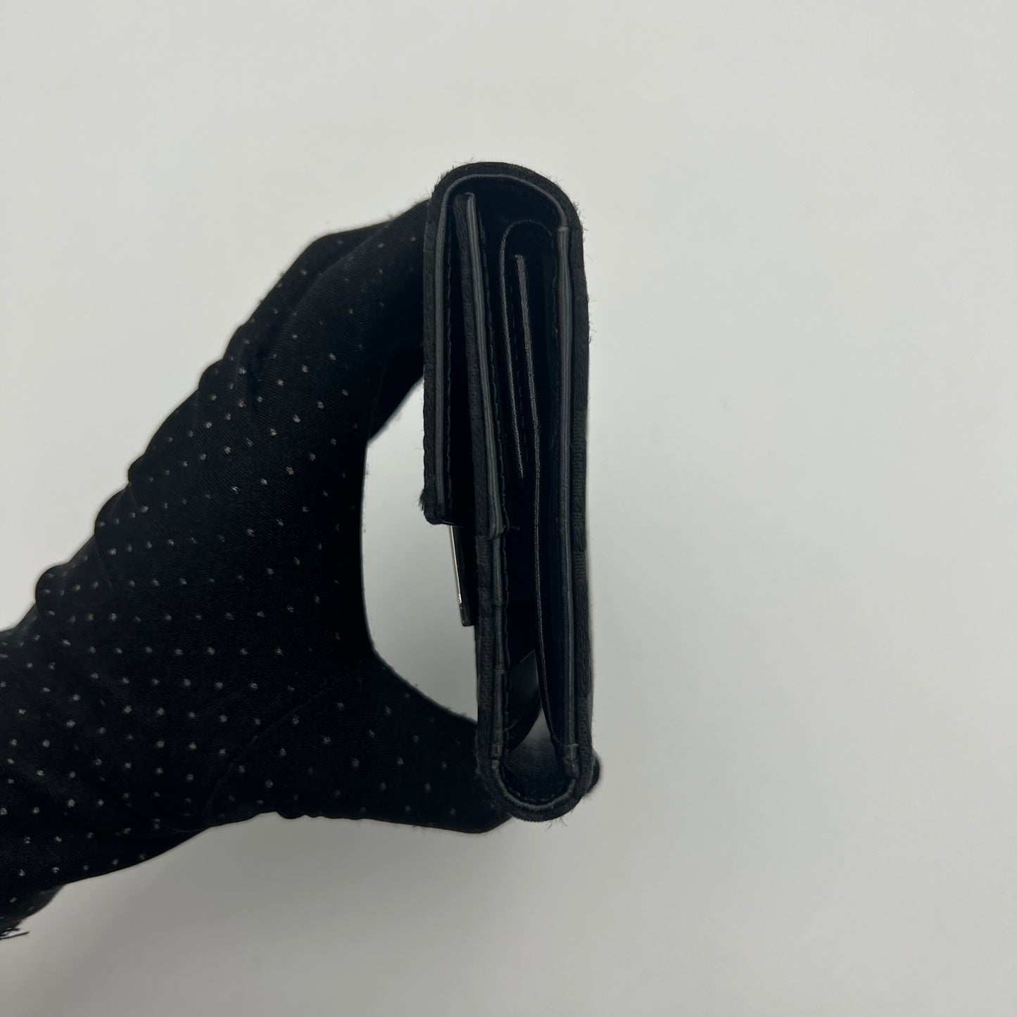 Fendi Black Zucchino Trifold Short Wallet