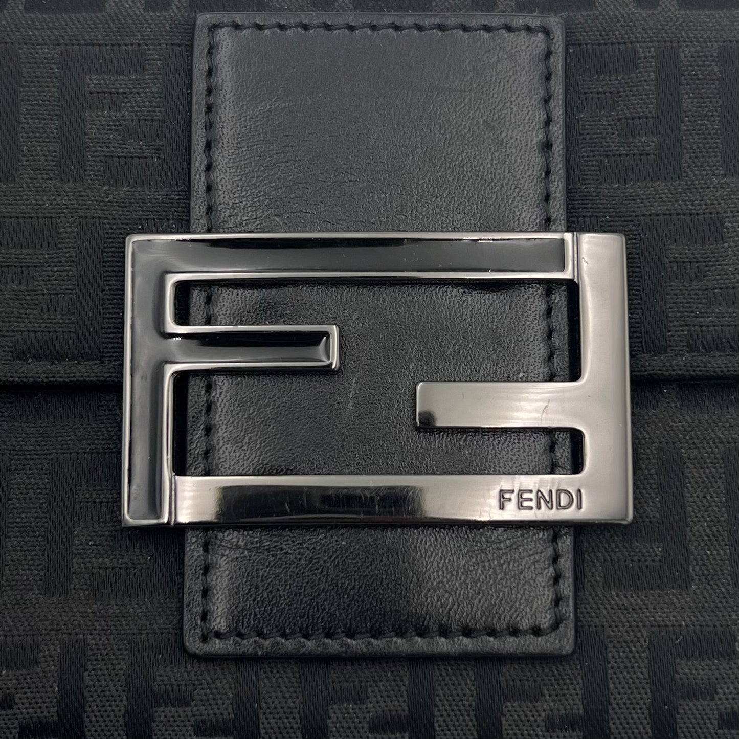 Fendi Black Zucchino Trifold Short Wallet