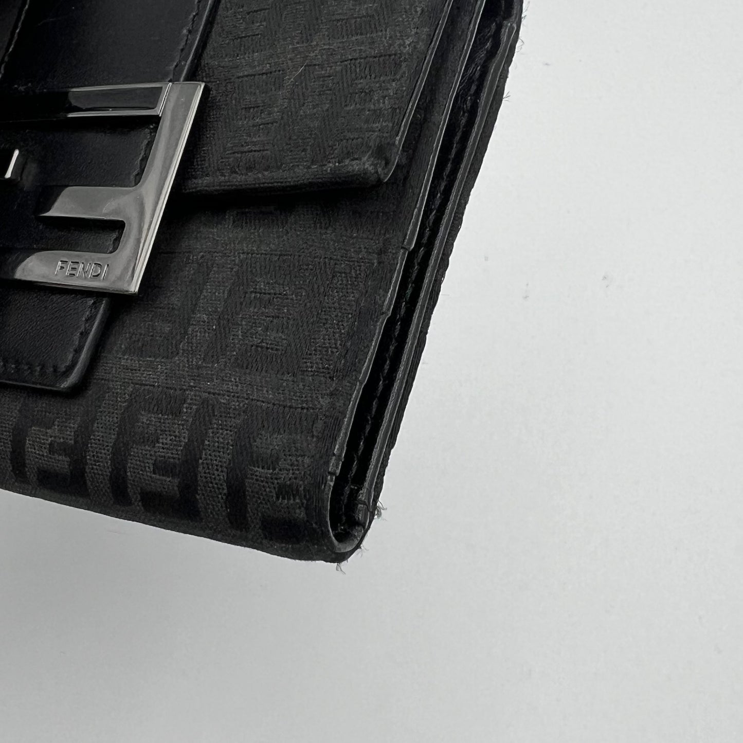 Fendi Black Zucchino Trifold Short Wallet