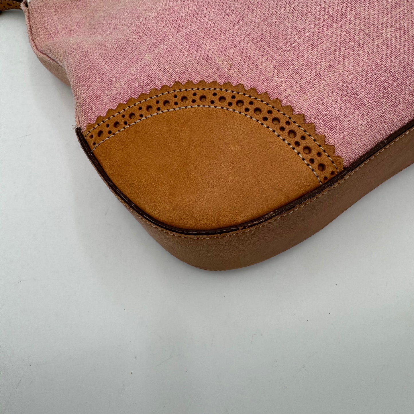 Coach 8146 Pink Canvas and Brown Leather Girlie Herringbone Hobo Bag