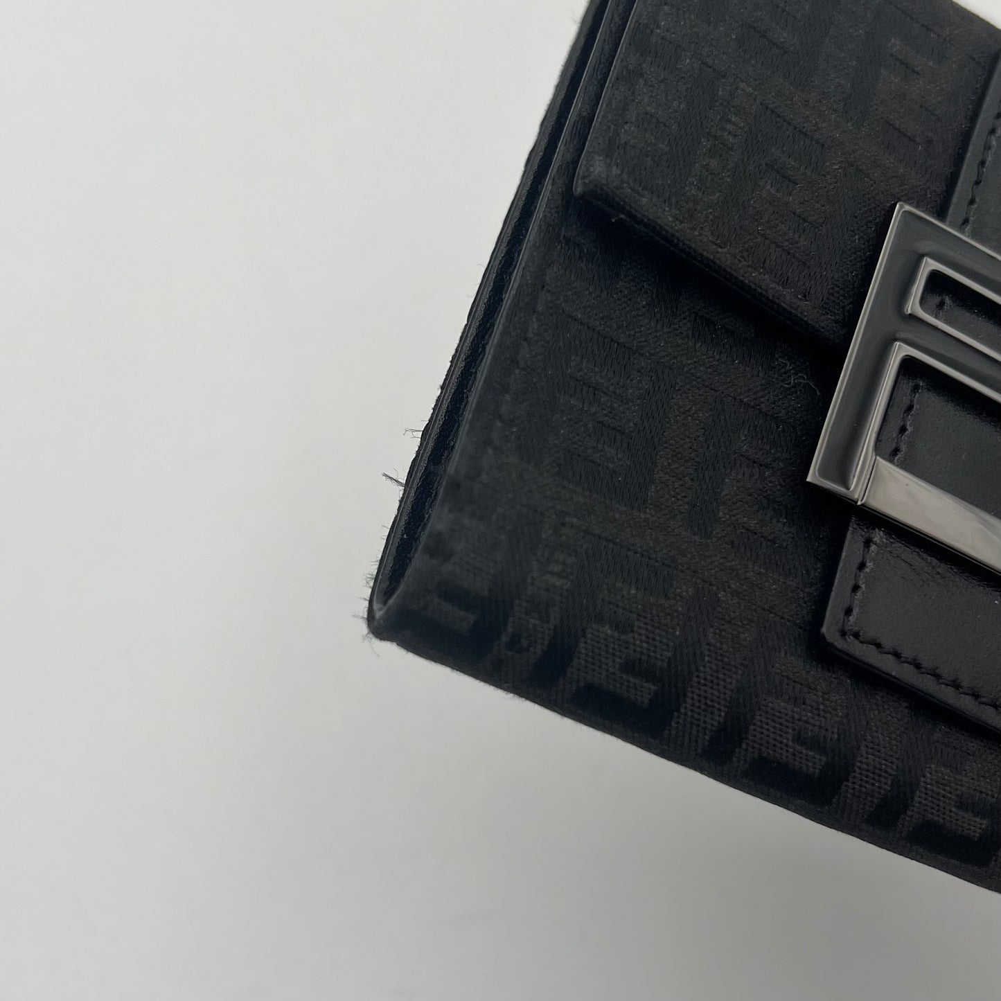 Fendi Black Zucchino Trifold Short Wallet