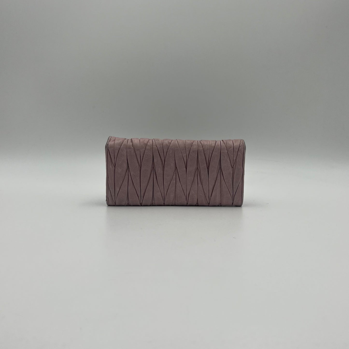 Miu Miu Mauve Pink Matelasse Leather Flap Continental Long Wallet
