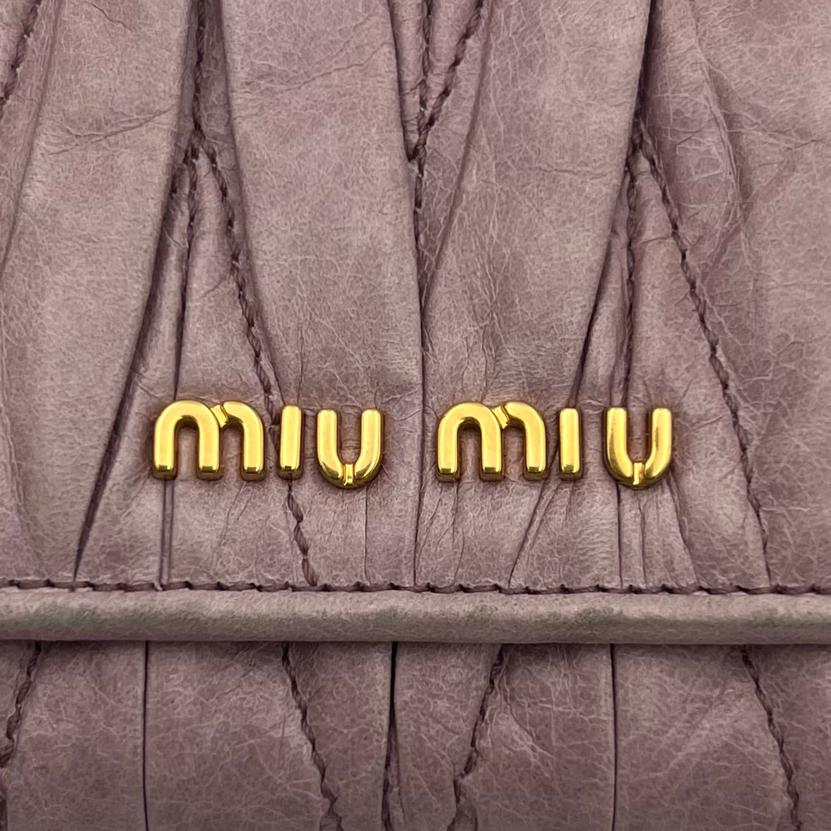 Miu Miu Mauve Pink Matelasse Leather Flap Continental Long Wallet