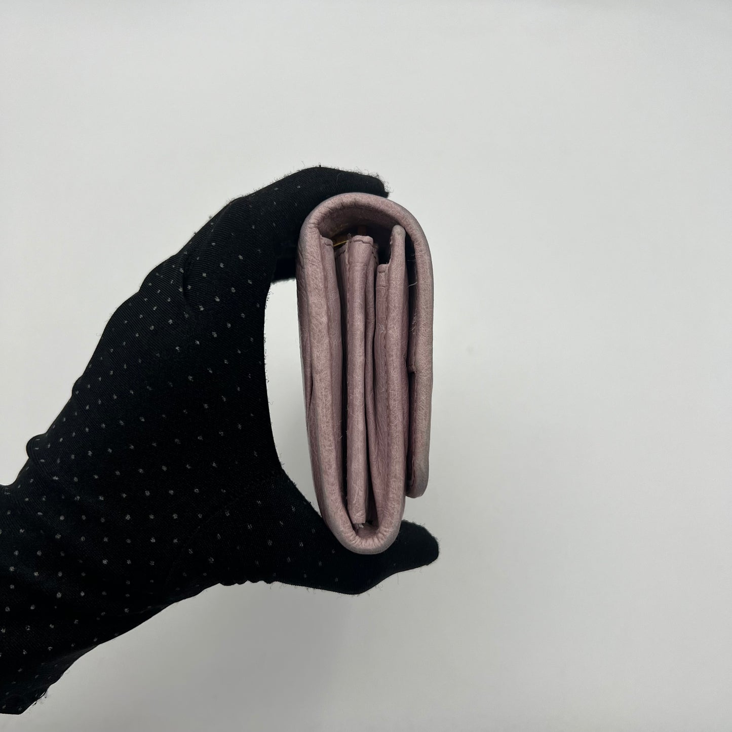 Miu Miu Mauve Pink Matelasse Leather Flap Continental Long Wallet