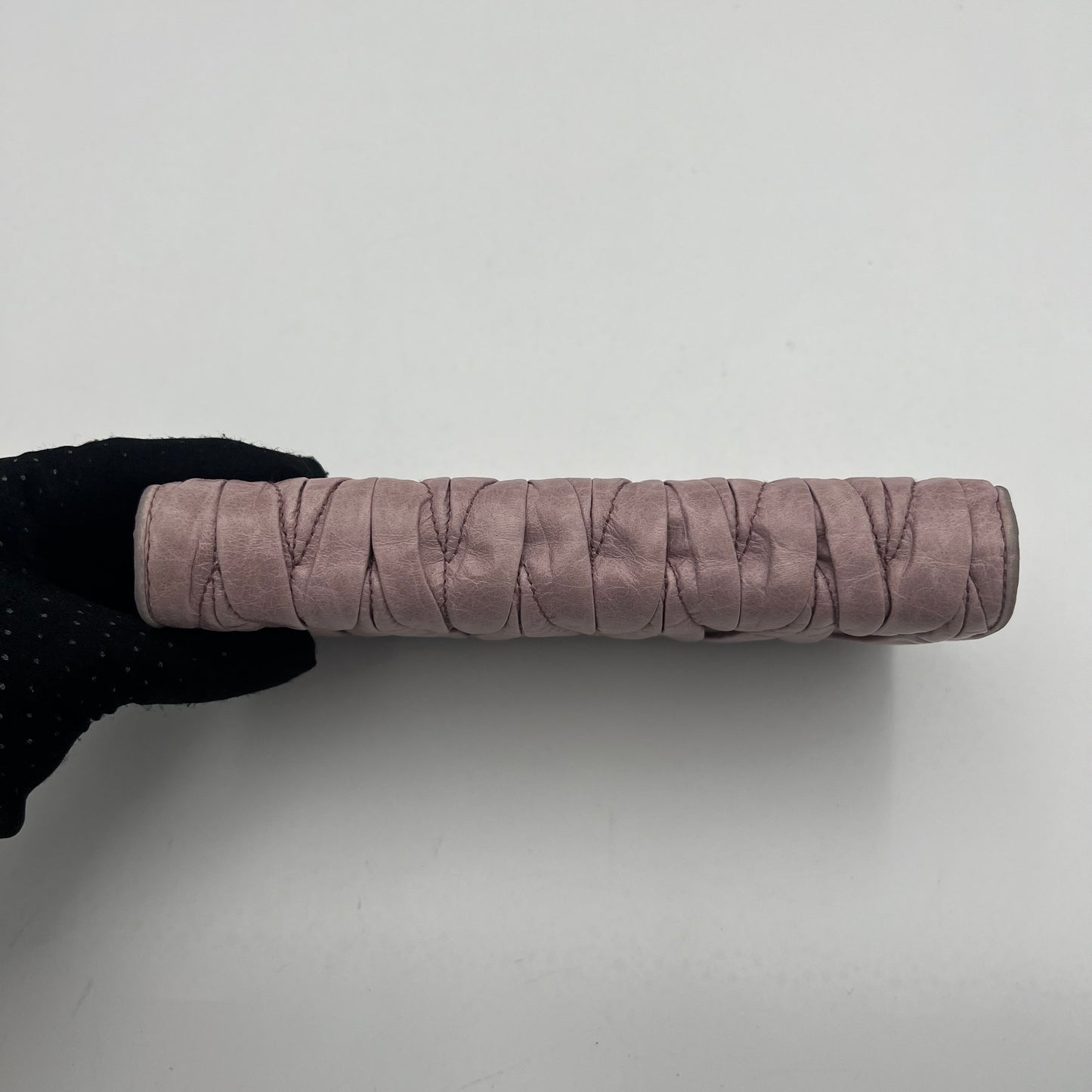 Miu Miu Mauve Pink Matelasse Leather Flap Continental Long Wallet