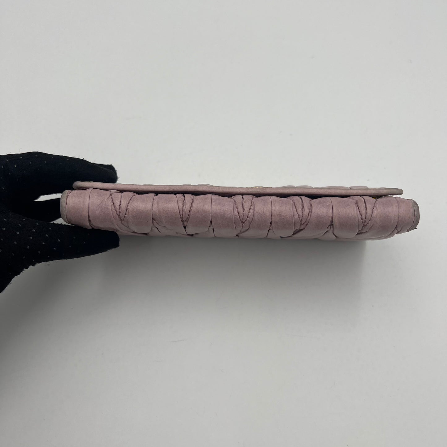 Miu Miu Mauve Pink Matelasse Leather Flap Continental Long Wallet