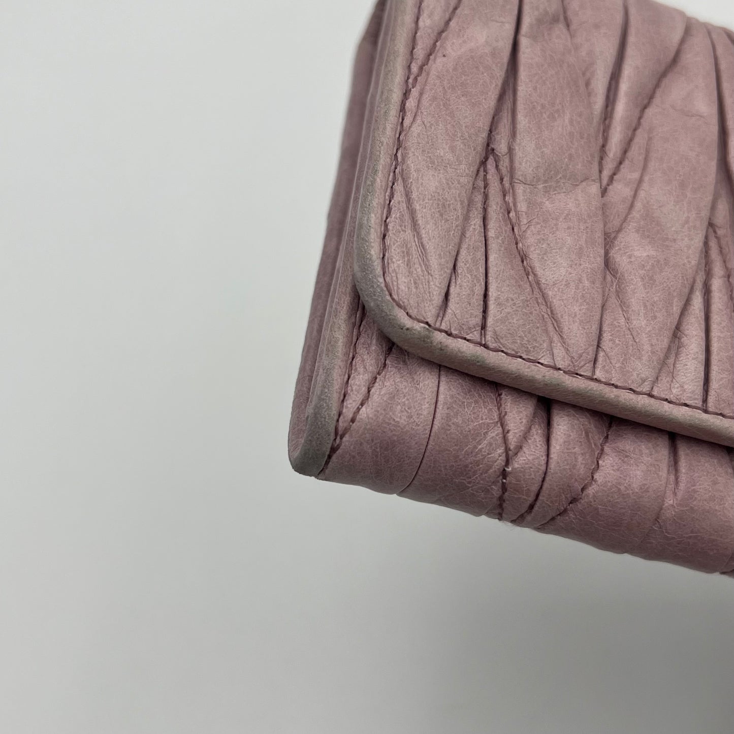 Miu Miu Mauve Pink Matelasse Leather Flap Continental Long Wallet