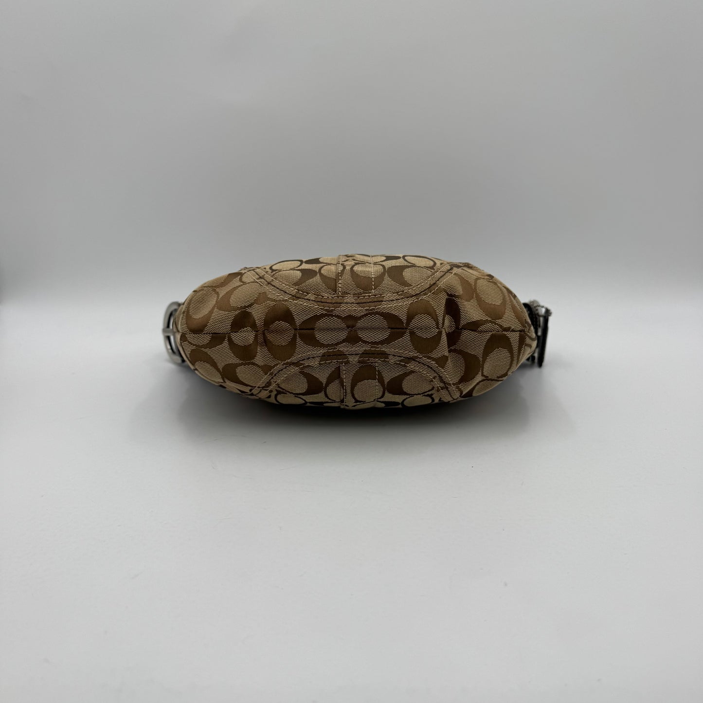 Coach Brown Signature Canvas and Suede Hobo Shoulder Bag