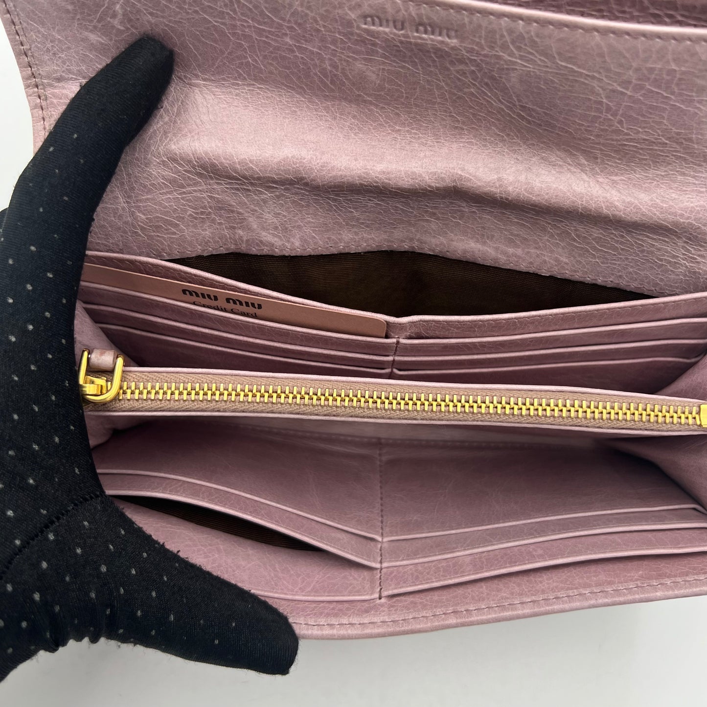 Miu Miu Mauve Pink Matelasse Leather Flap Continental Long Wallet