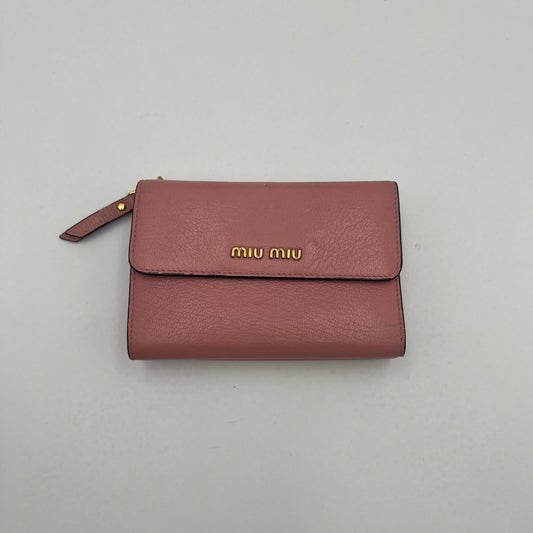 Miu Miu Pink Leather Medium Compact Wallet