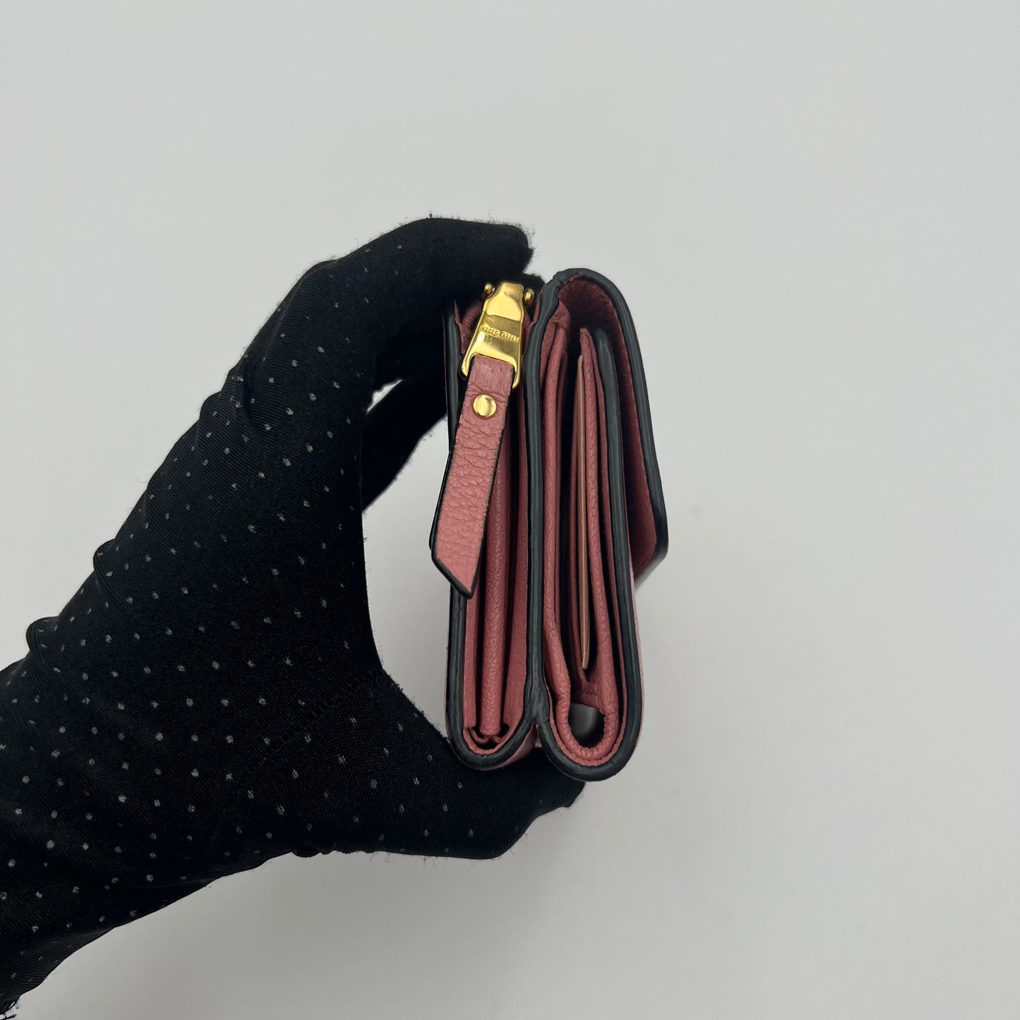Miu Miu Pink Leather Medium Compact Wallet