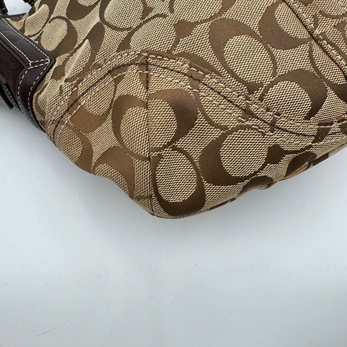 Coach Brown Signature Canvas and Suede Hobo Shoulder Bag