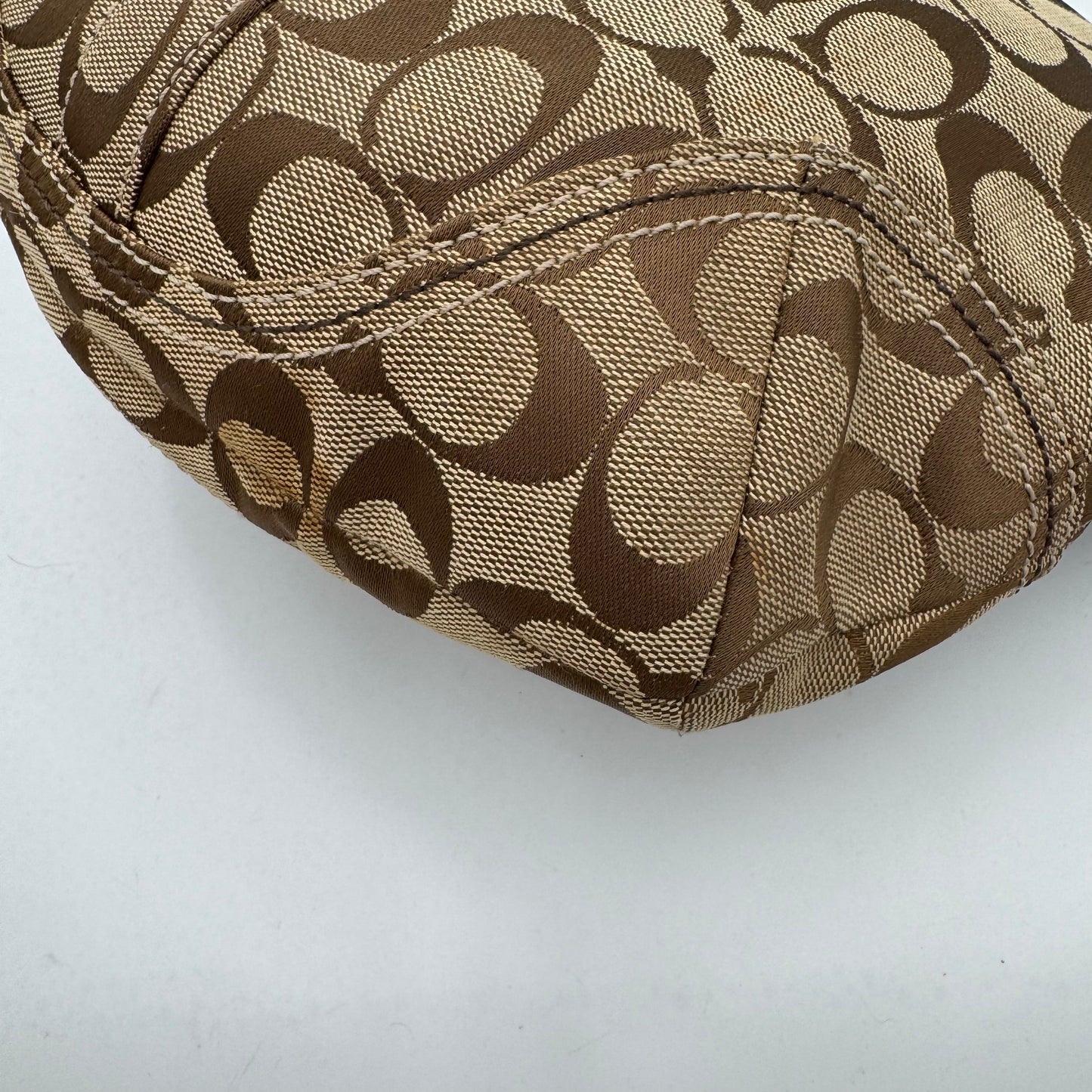 Coach Brown Signature Canvas and Suede Hobo Shoulder Bag