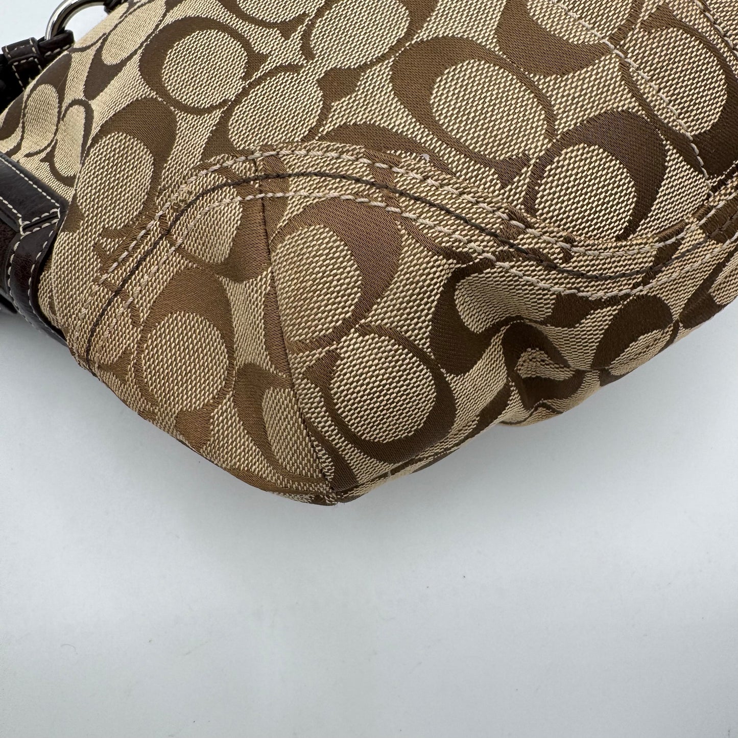 Coach Brown Signature Canvas and Suede Hobo Shoulder Bag