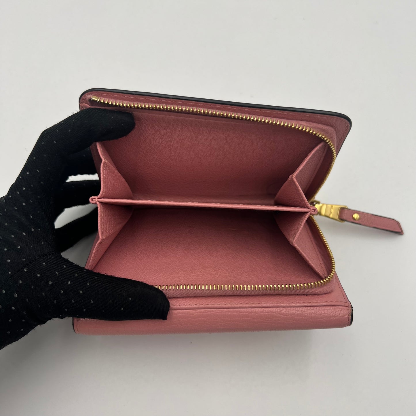 Miu Miu Pink Leather Medium Compact Wallet