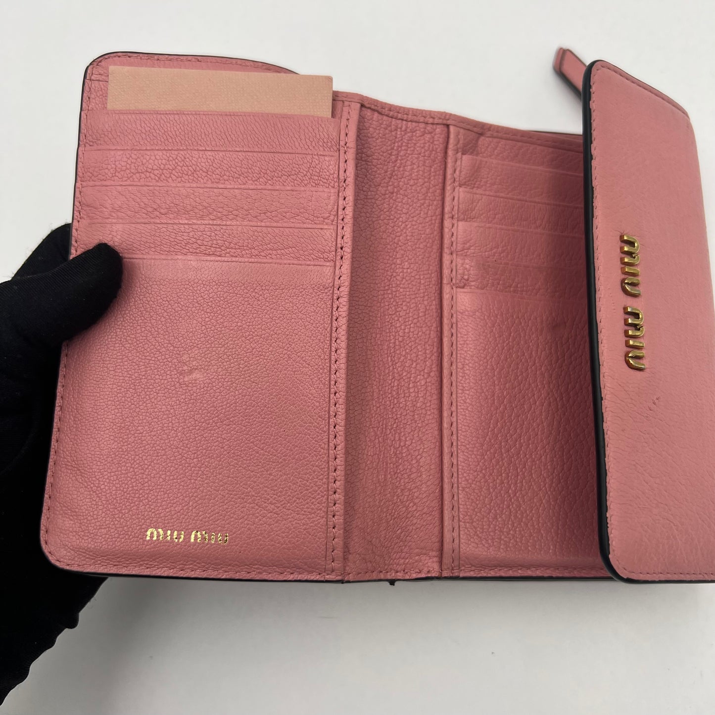Miu Miu Pink Leather Medium Compact Wallet