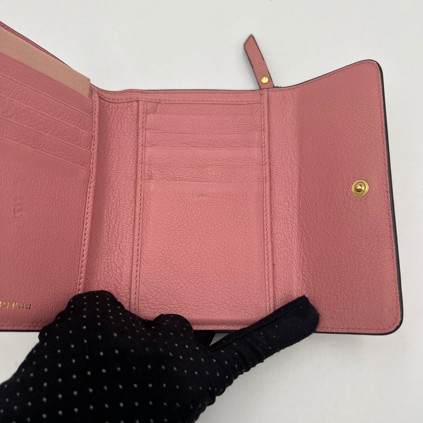 Miu Miu Pink Leather Medium Compact Wallet