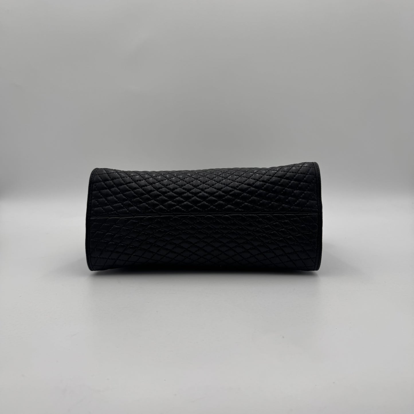 Bally Black Quilted Lambskin Top Handle Two-Way Bag GHW