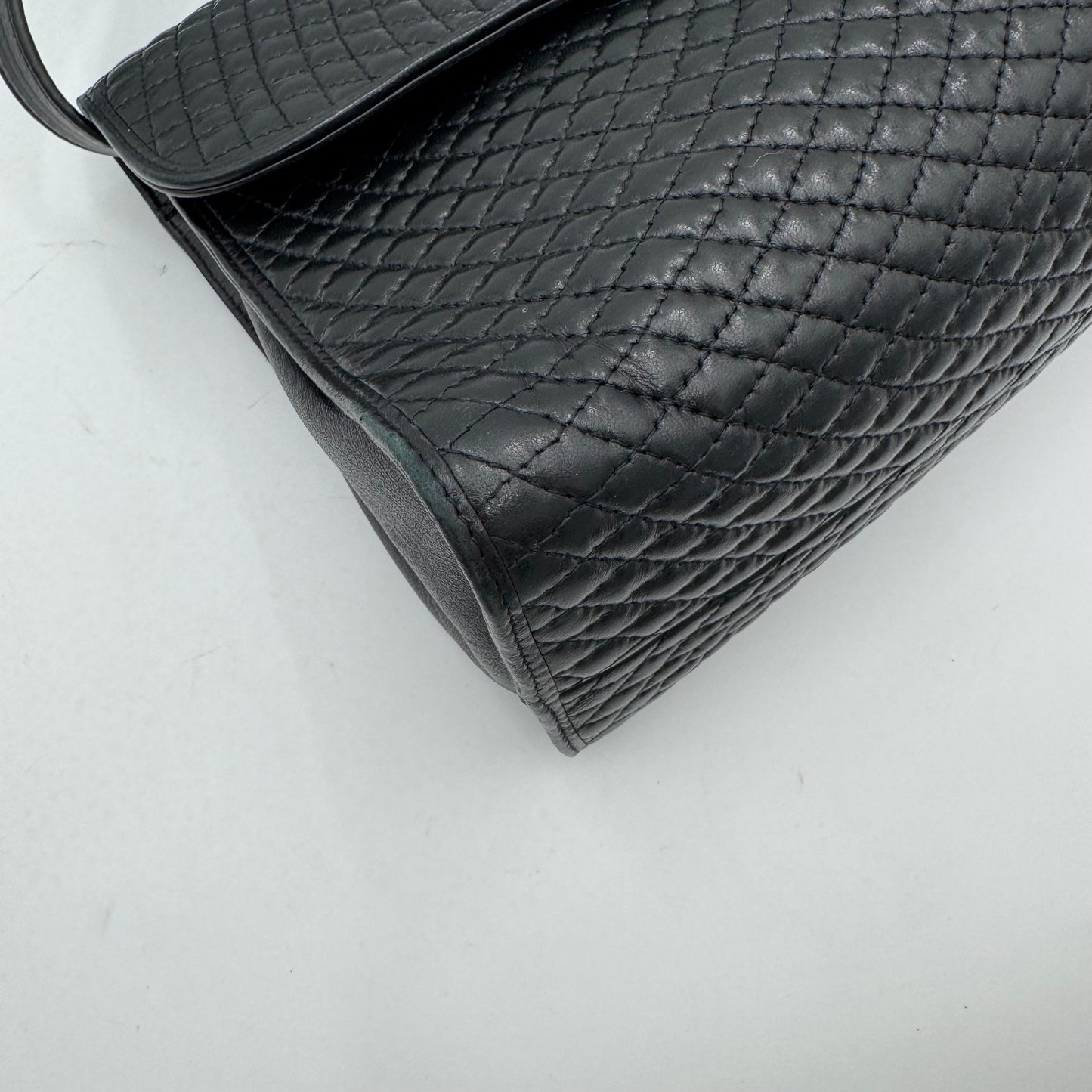 Bally Black Quilted Lambskin Top Handle Two-Way Bag GHW