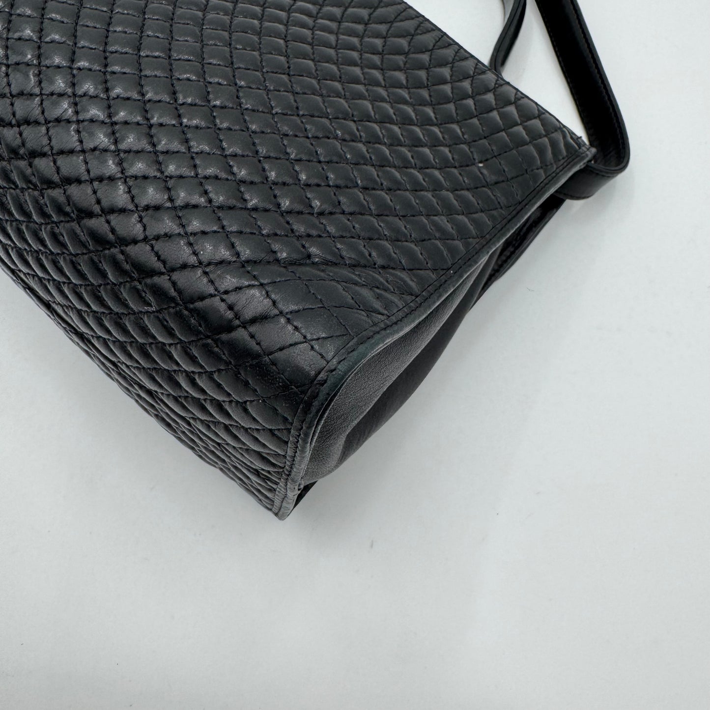 Bally Black Quilted Lambskin Top Handle Two-Way Bag GHW