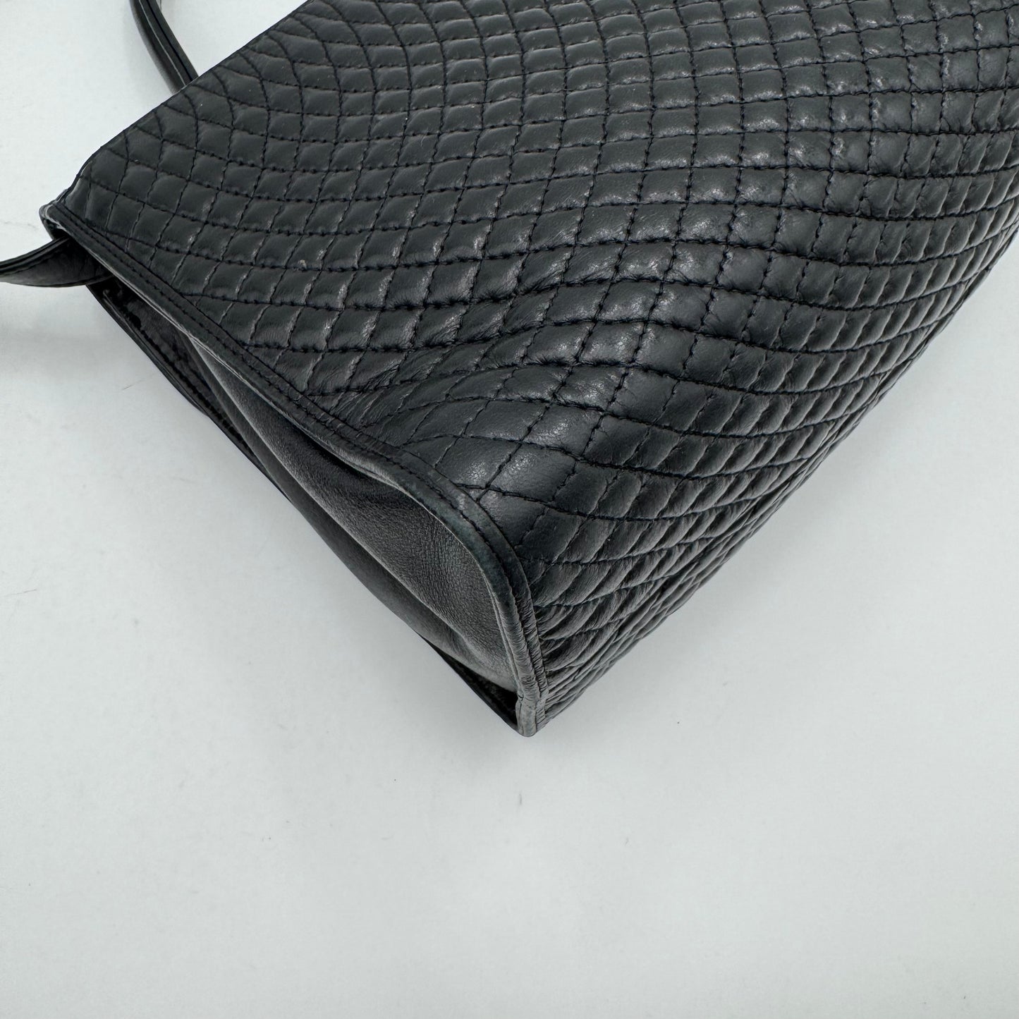 Bally Black Quilted Lambskin Top Handle Two-Way Bag GHW