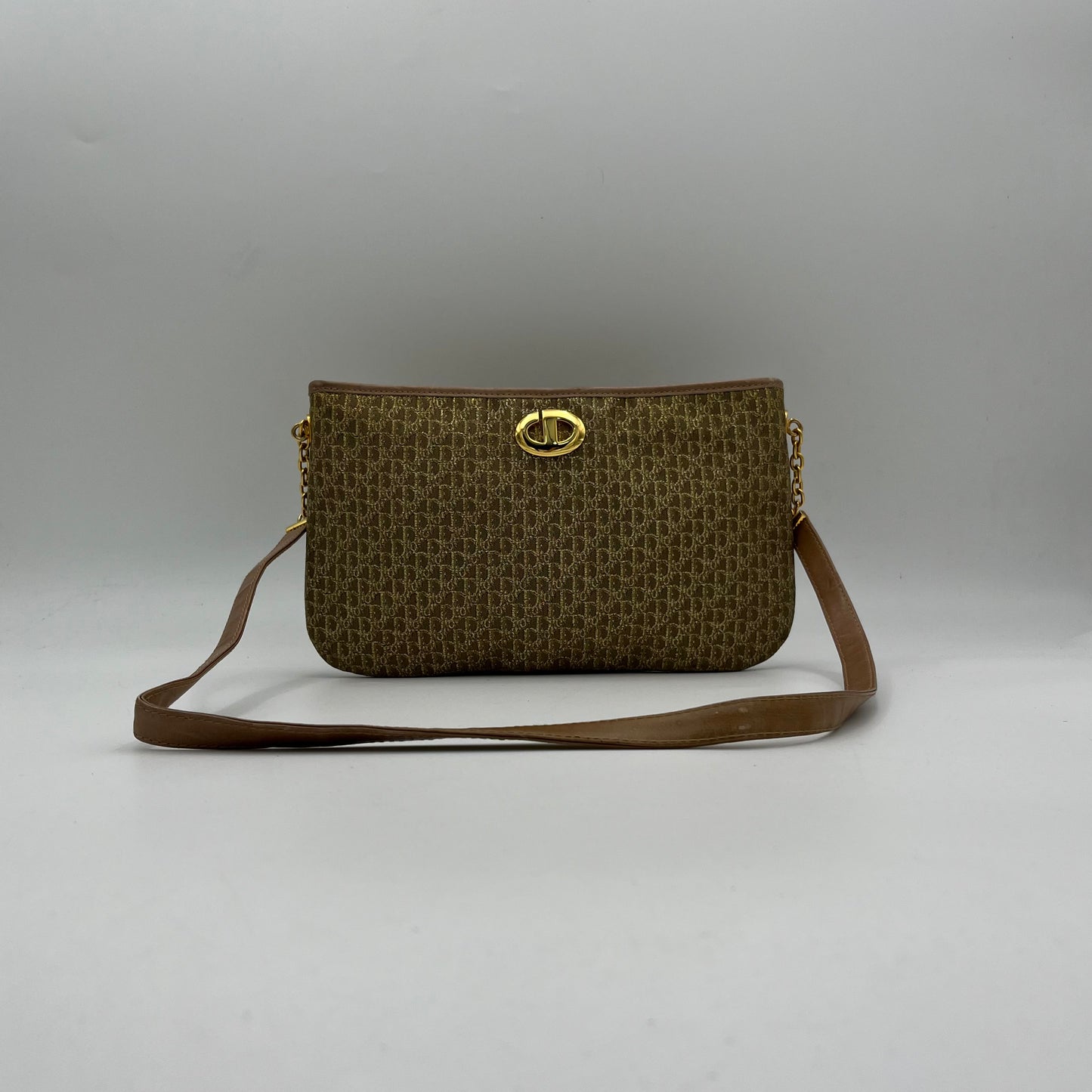 Christian Dior Vintage Gold Trotter CD Logo Shoulder Bag