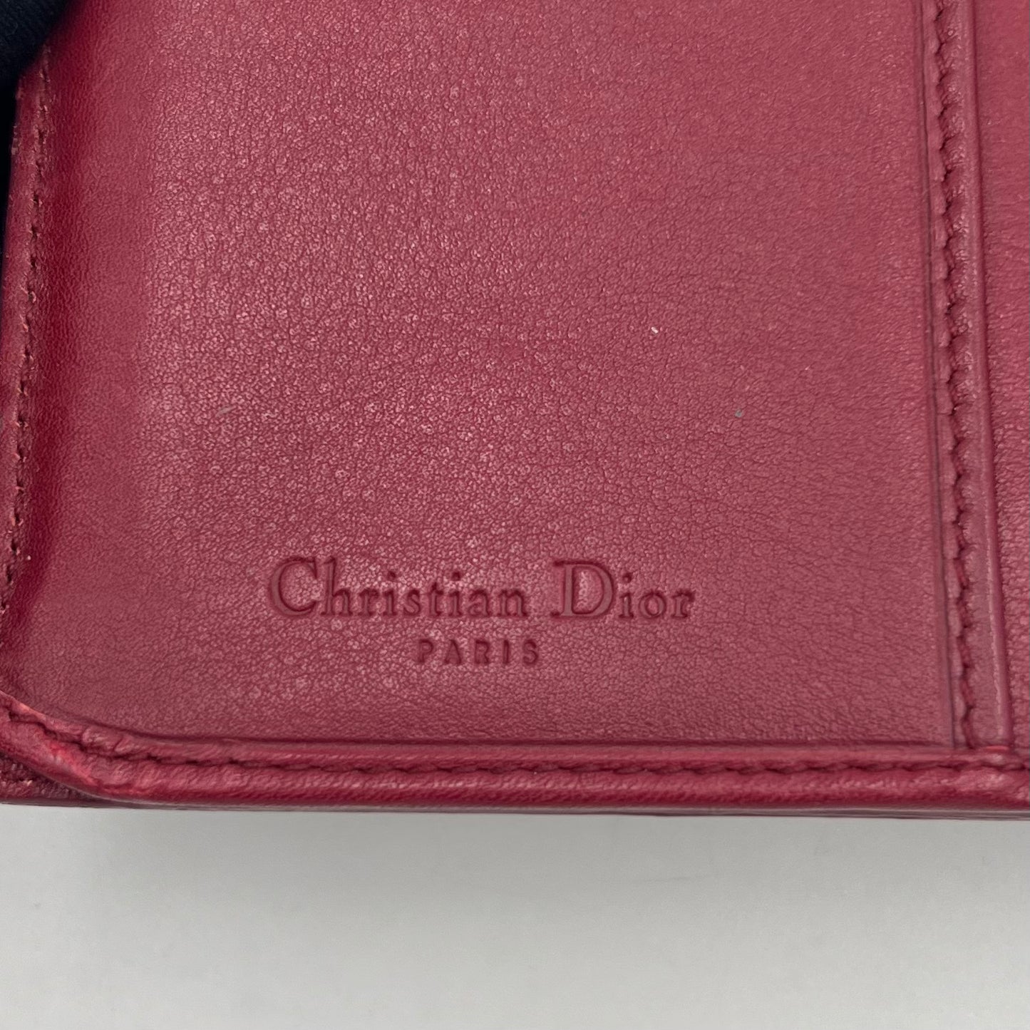 Christian Dior Blue Oblique Canvas Burgundy Leather Bow Flap Long Wallet