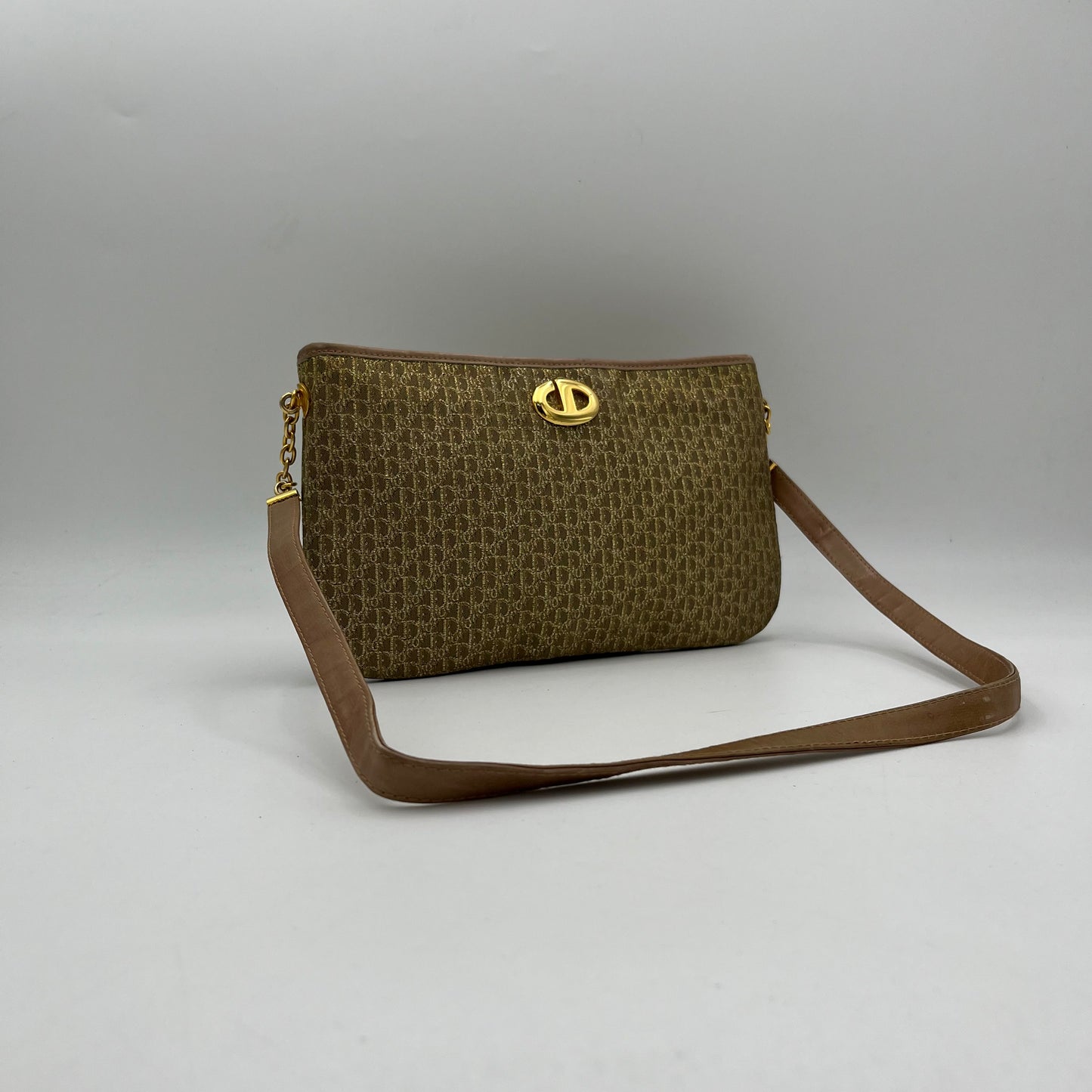 Christian Dior Vintage Gold Trotter CD Logo Shoulder Bag