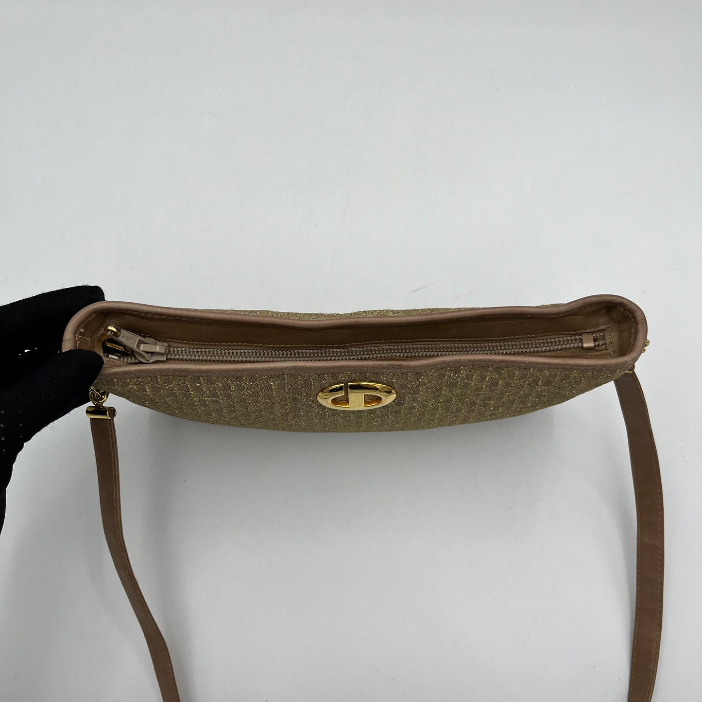 Christian Dior Vintage Gold Trotter CD Logo Shoulder Bag