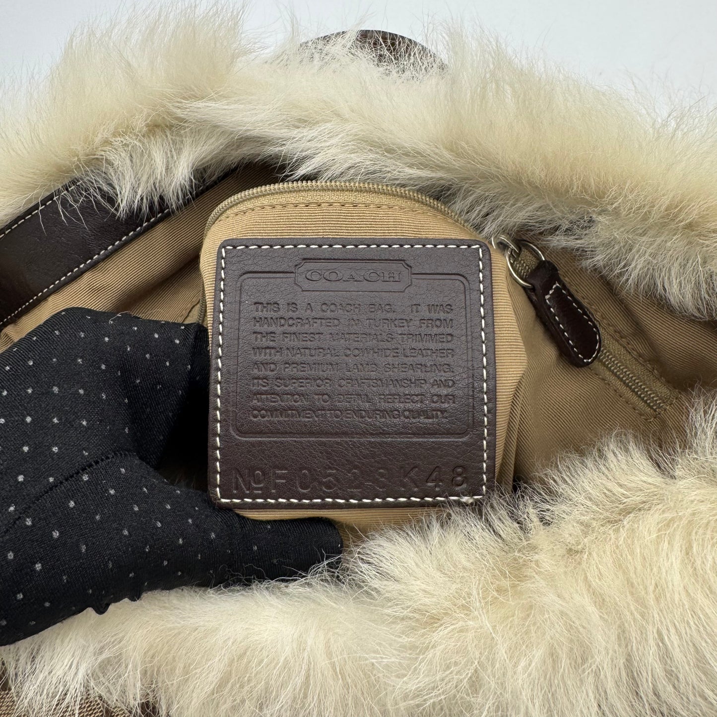 Coach Brown Signature Canvas and Suede Fur Trim Hobo Shoulder Bag
