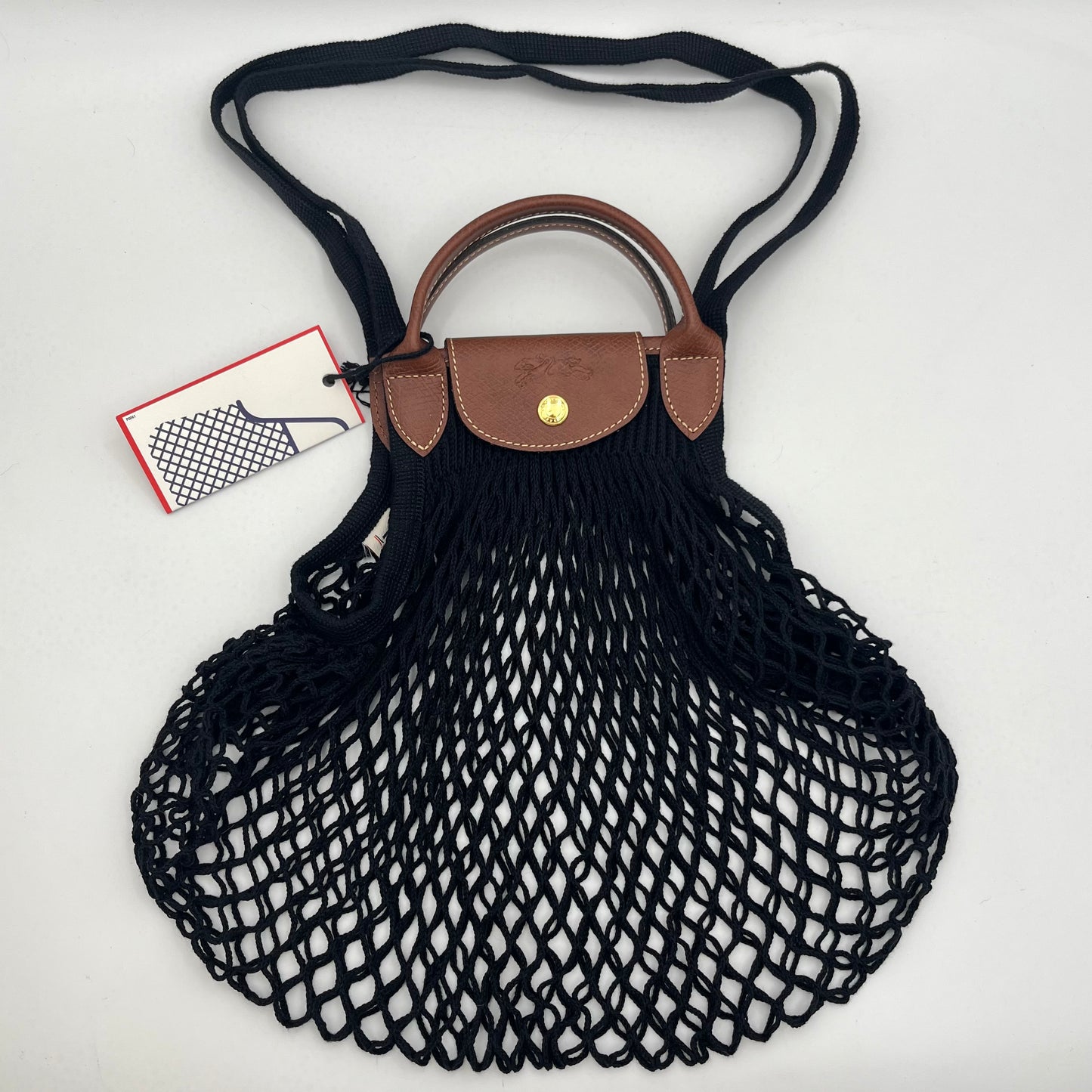 Longchamp Black Le Pliage Filet Mesh Bag