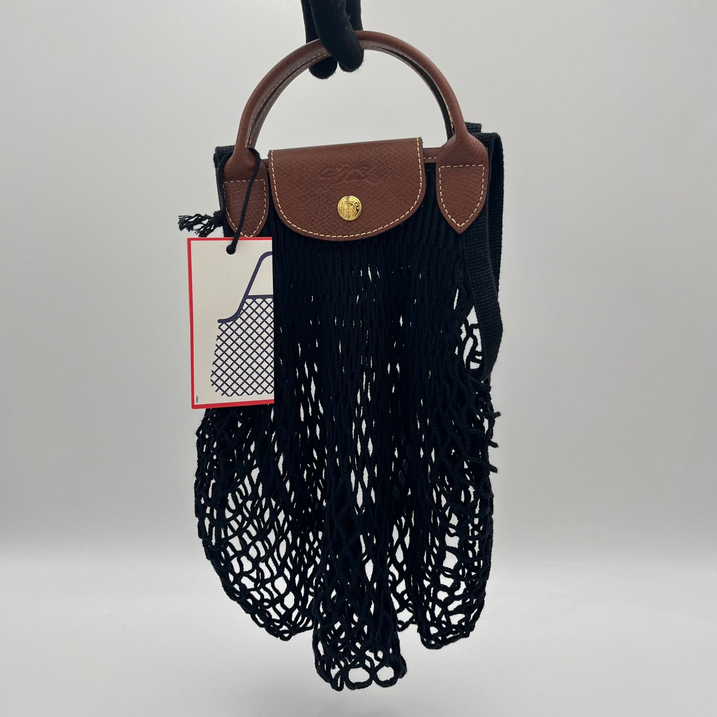 Longchamp Black Le Pliage Filet Mesh Bag