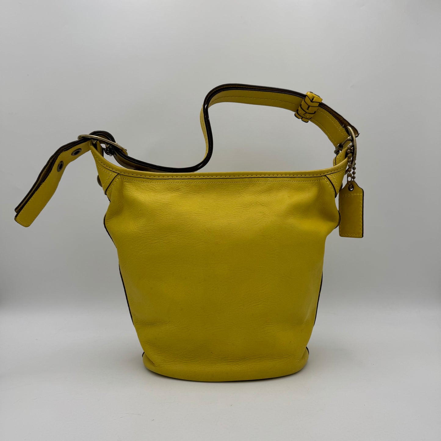 Coach Yellow Leather Tattersall Bleeker Bucket Bag