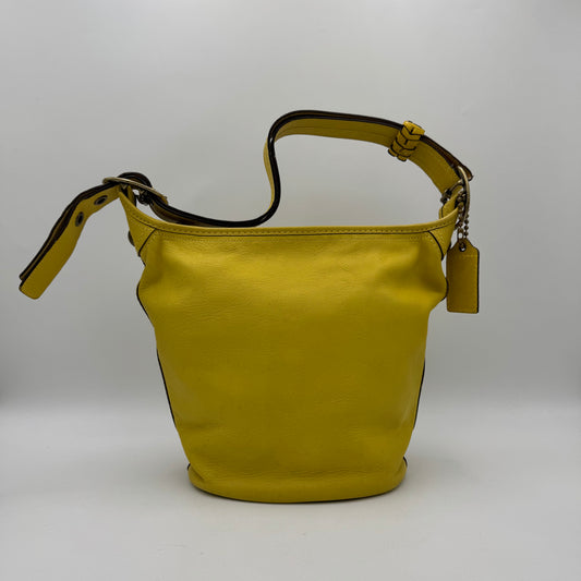 Coach Yellow Leather Tattersall Bleeker Bucket Bag