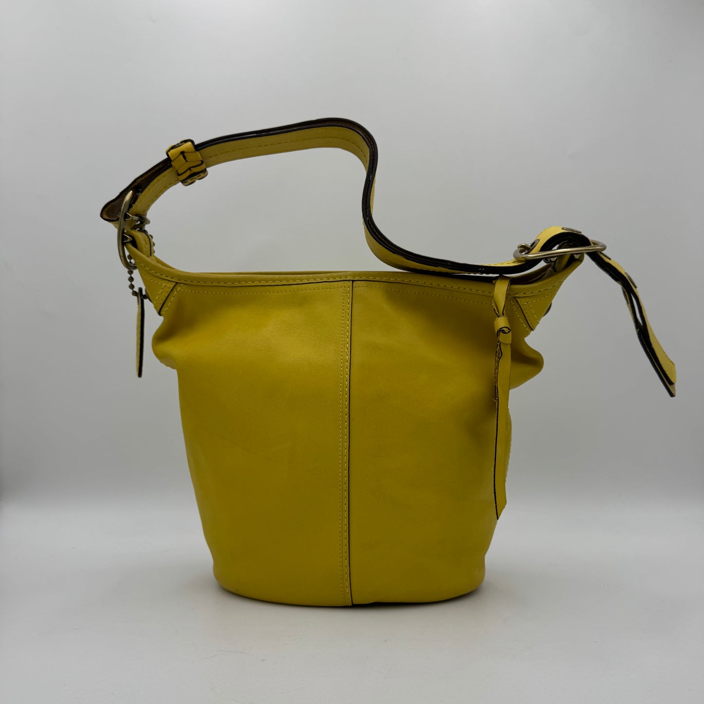 Coach Yellow Leather Tattersall Bleeker Bucket Bag