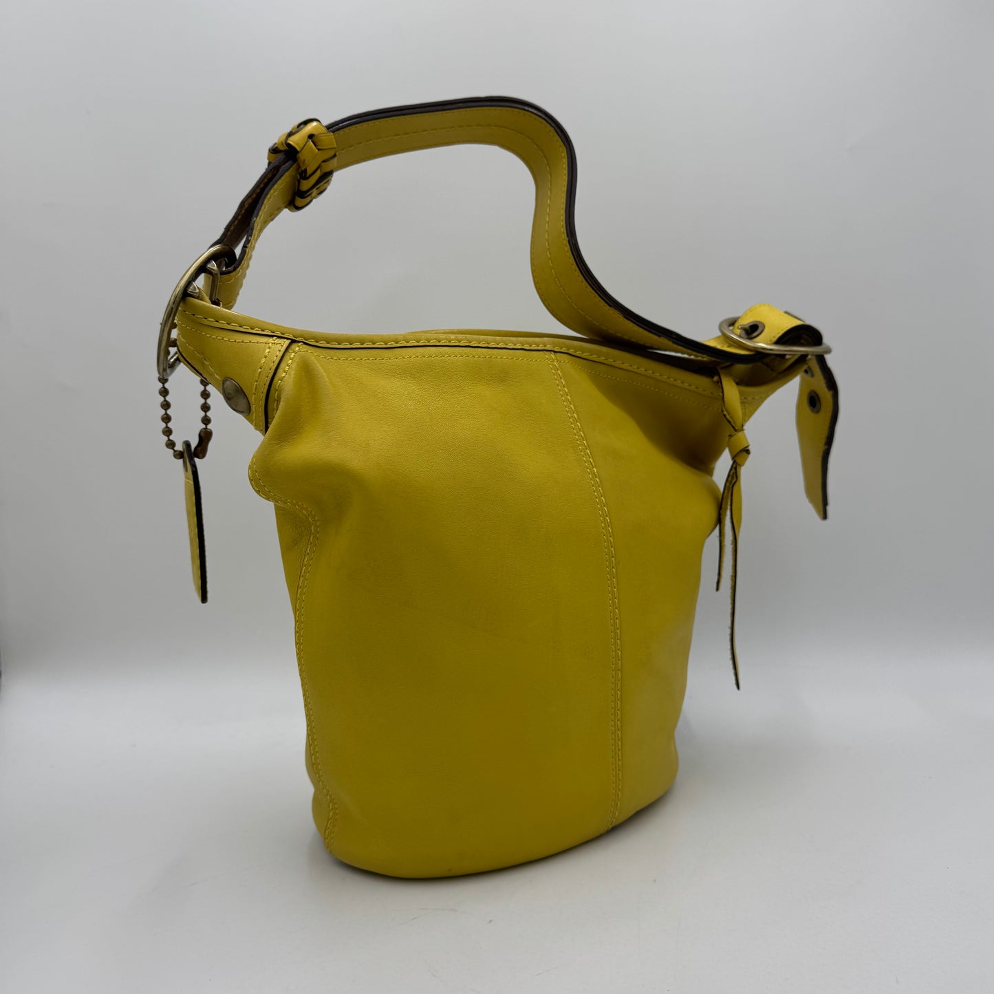 Coach Yellow Leather Tattersall Bleeker Bucket Bag