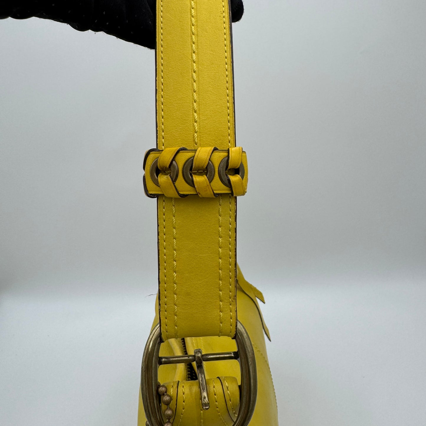 Coach Yellow Leather Tattersall Bleeker Bucket Bag