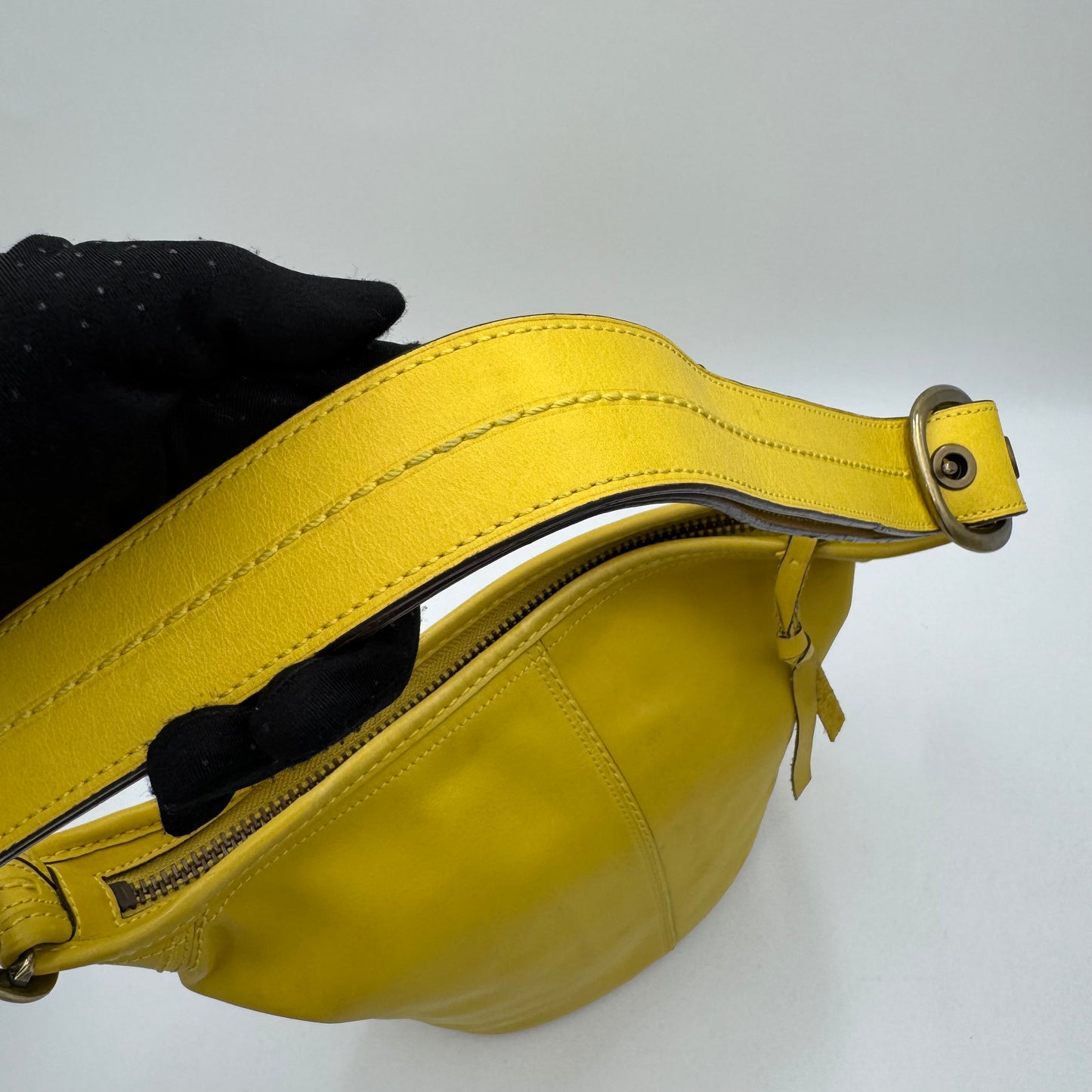Coach Yellow Leather Tattersall Bleeker Bucket Bag