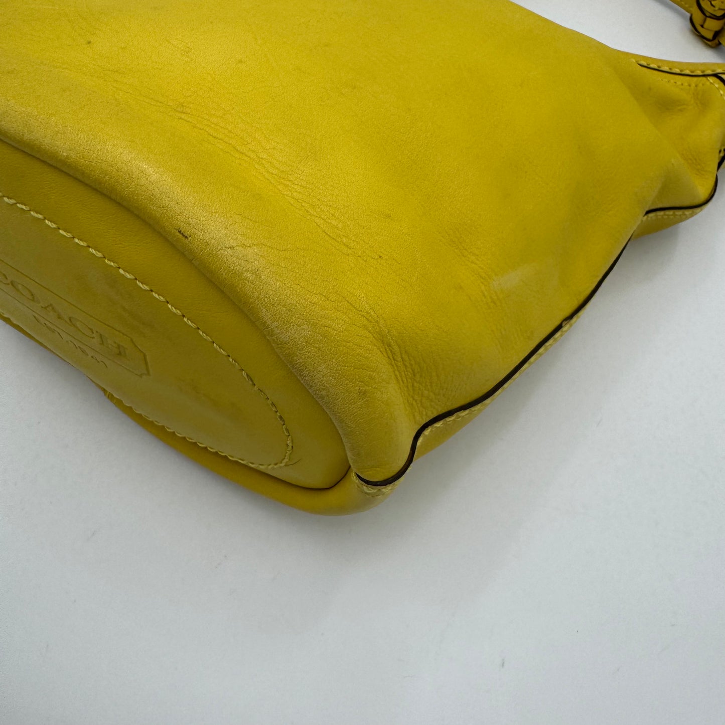 Coach Yellow Leather Tattersall Bleeker Bucket Bag