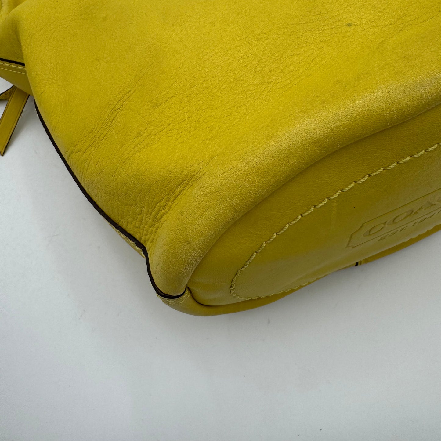 Coach Yellow Leather Tattersall Bleeker Bucket Bag