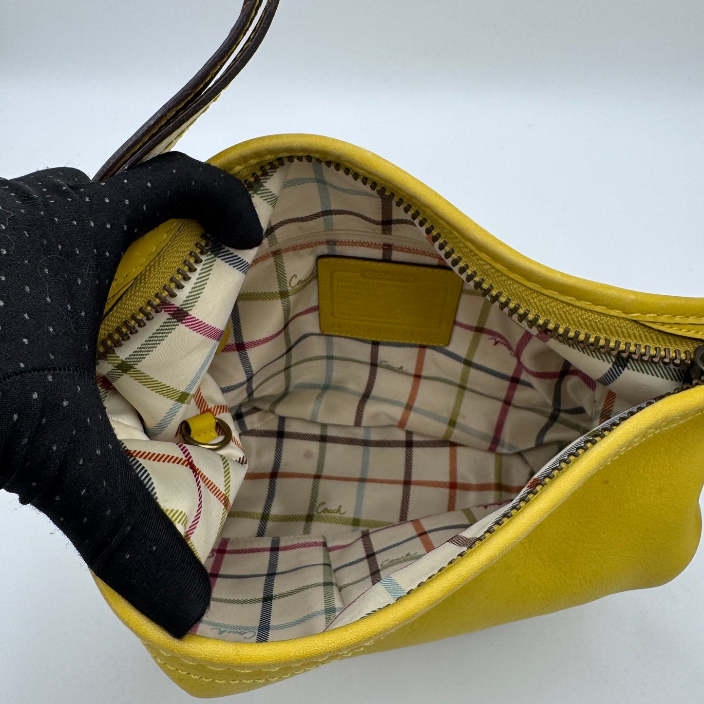 Coach Yellow Leather Tattersall Bleeker Bucket Bag