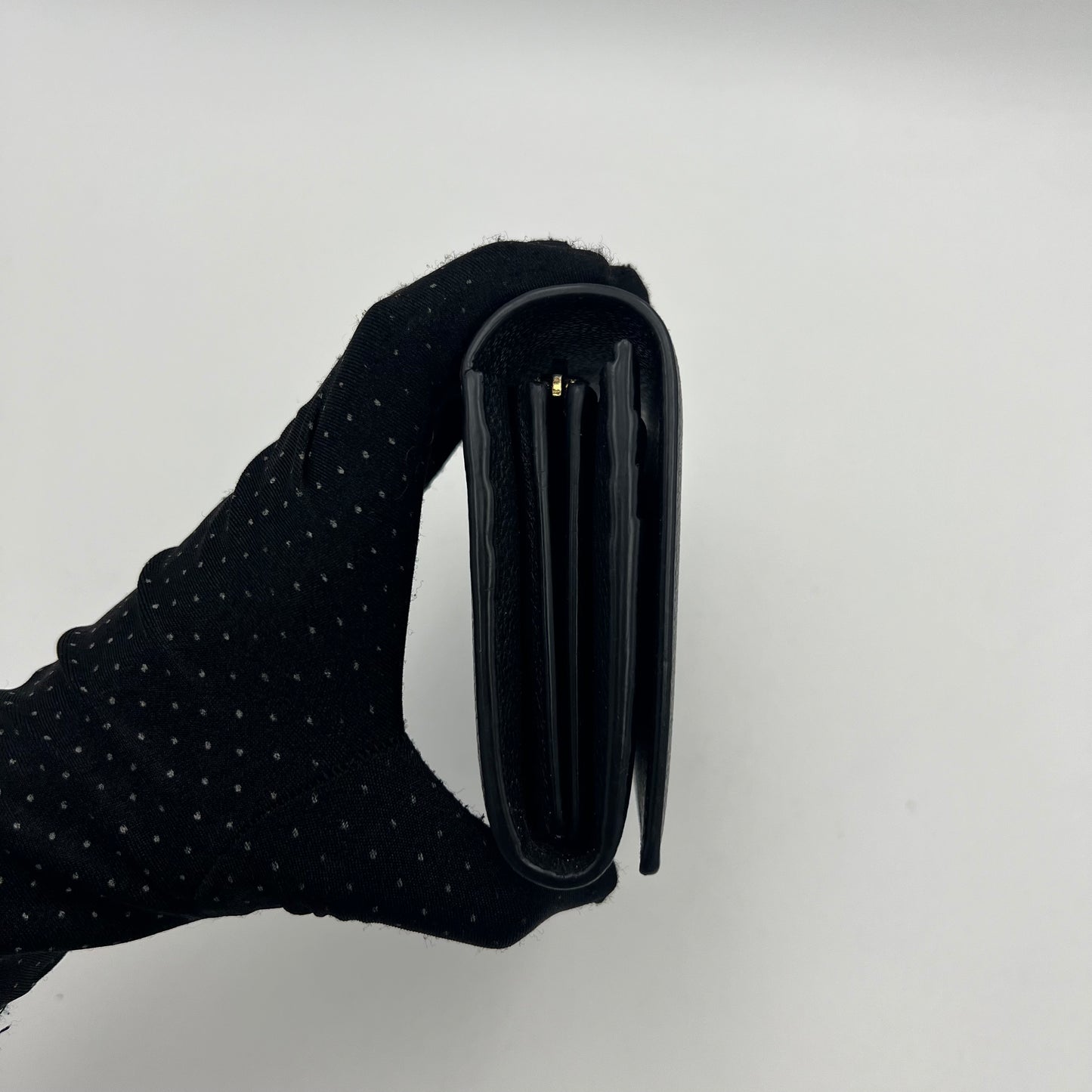 YSL Black Grained Leather Large Flap Long Wallet GHW