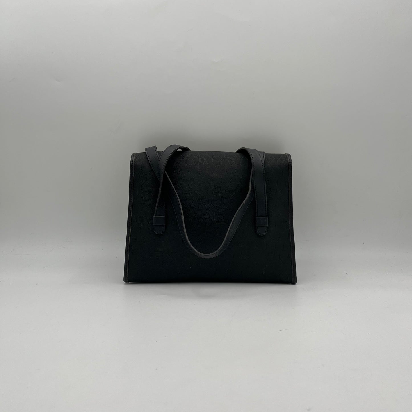 Christian Dior Black Honeycomb Canvas and Leather Flap Shoulder Bag