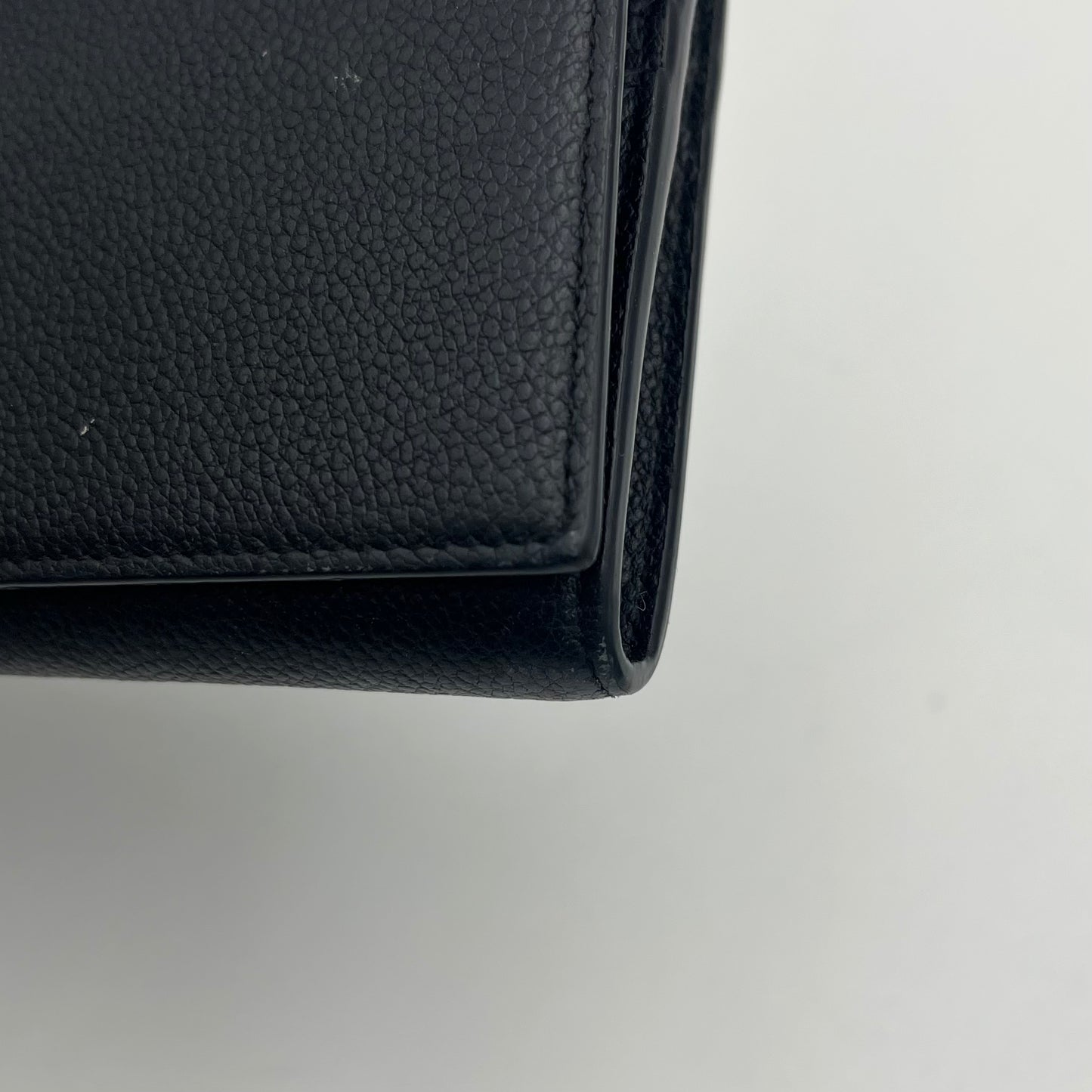 YSL Black Grained Leather Large Flap Long Wallet GHW