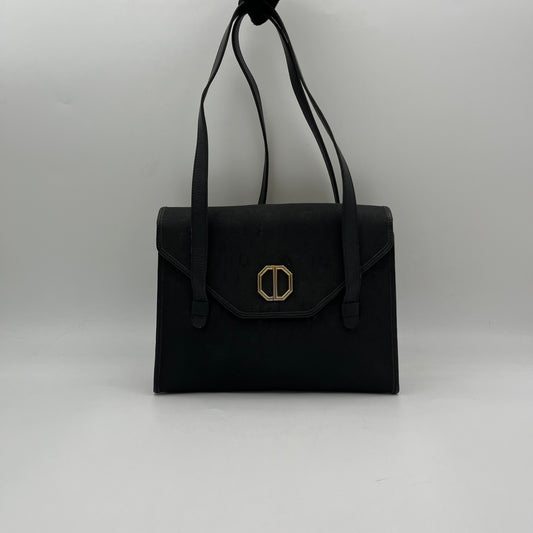 Christian Dior Black Honeycomb Canvas and Leather Flap Shoulder Bag